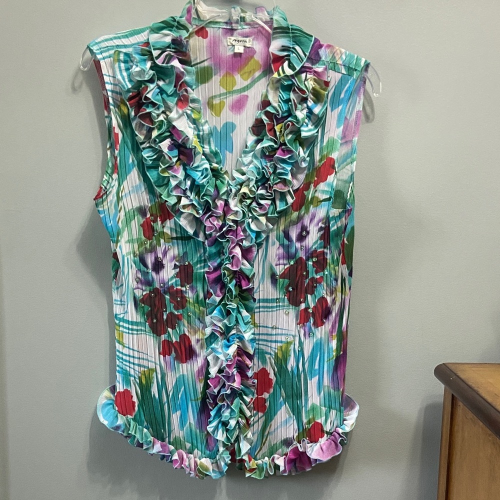Kenar Multicolor Ruffled Blouse